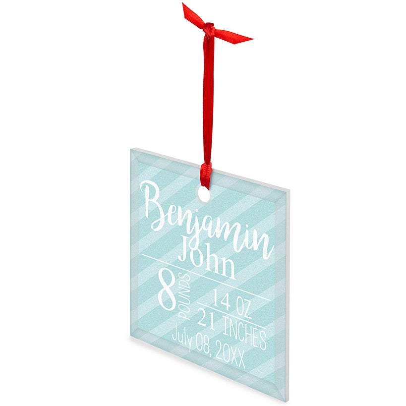 Personalized Glass Ornament Boy Announcement