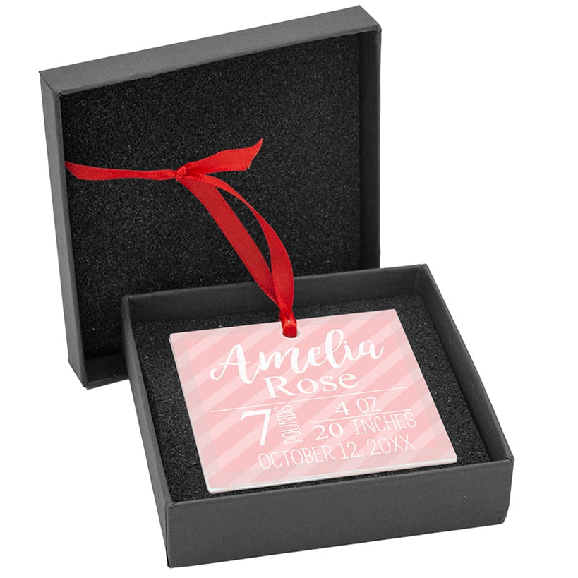 Personalized Glass Ornament Girl Announcement
