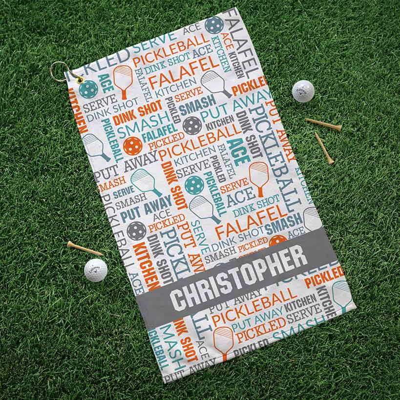 Personalized Pickleball Word Art Sports Towel