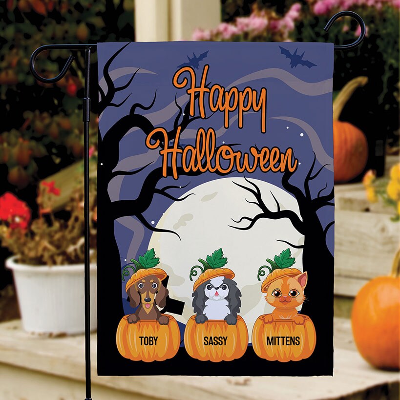 Personalized Pumpkin Pets Halloween Double-Sided Flag