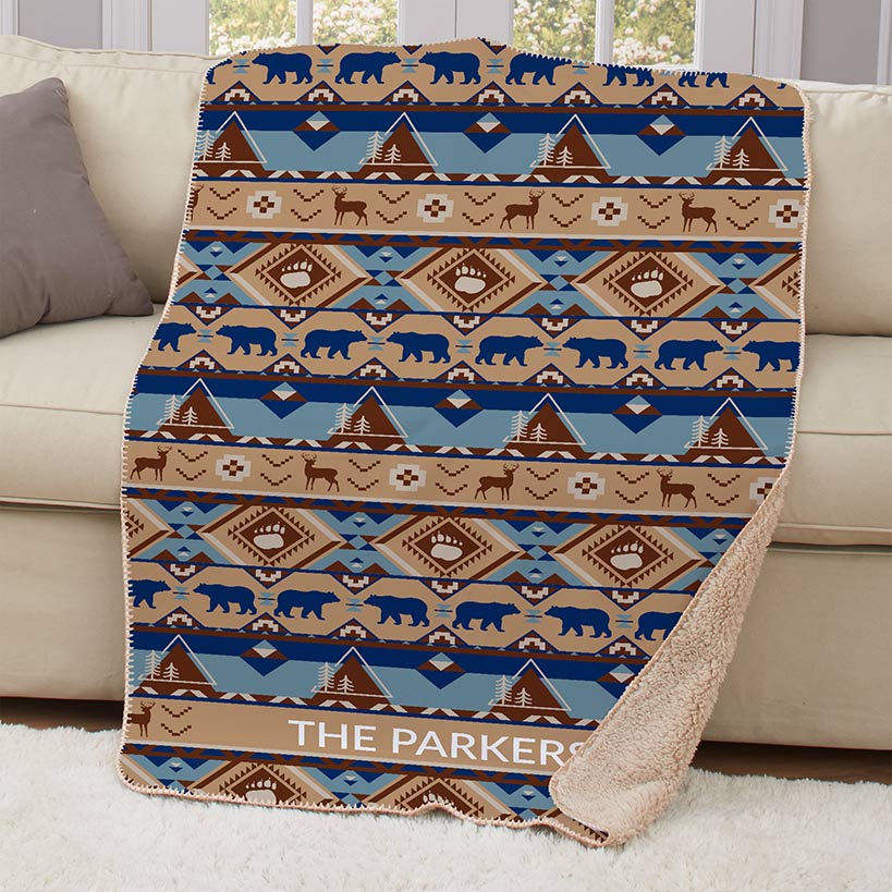 Personalized Woodland Theme Sherpa Throw