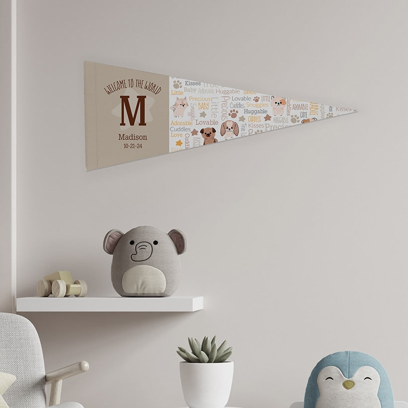 Personalized Word Art Felt Pennant Banner Flag
