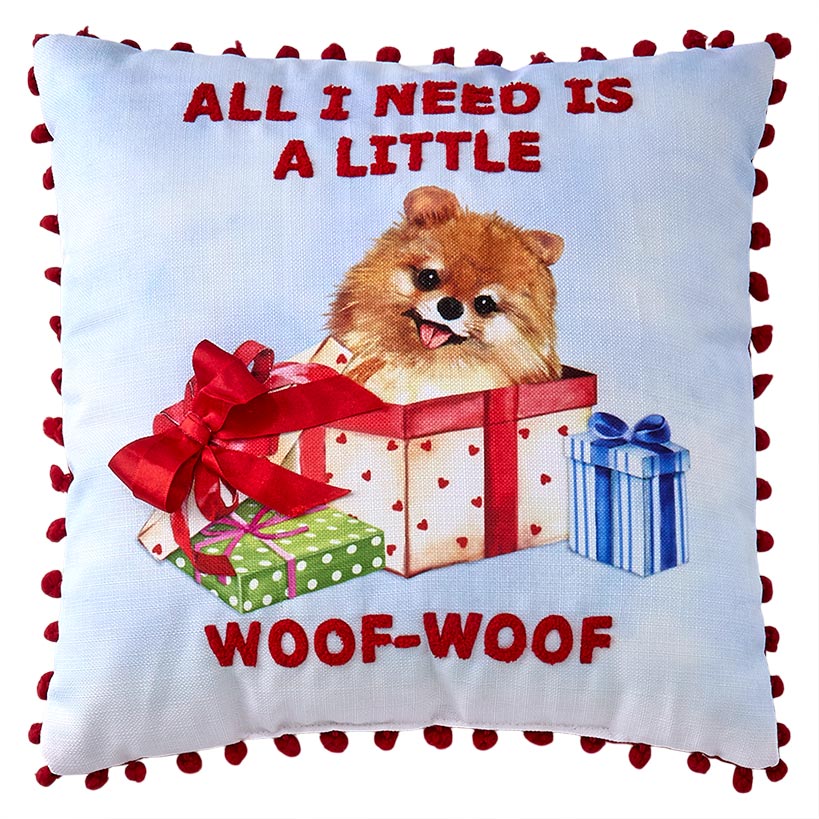 Summertime Pet Embroidered Decorative Pillow