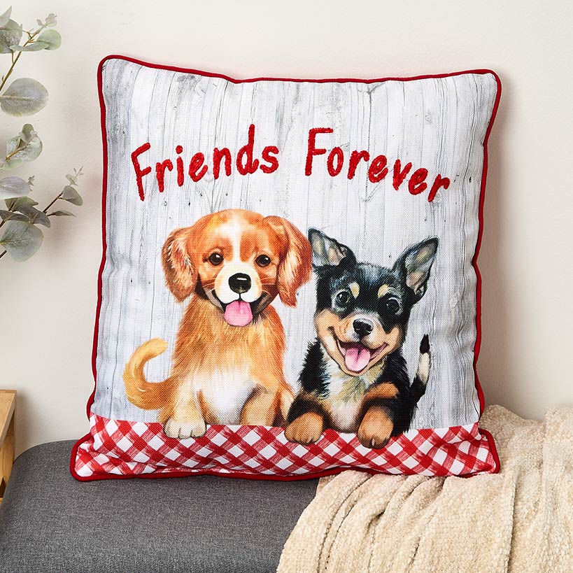 Summertime Pet Embroidered Decorative Pillow