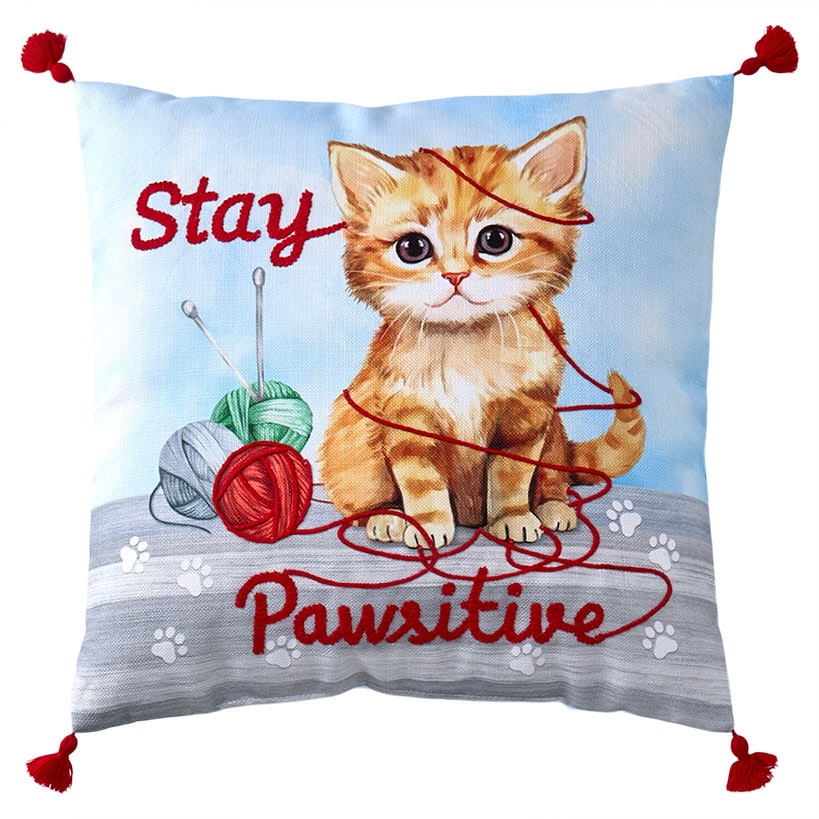 Summertime Pet Embroidered Decorative Pillow