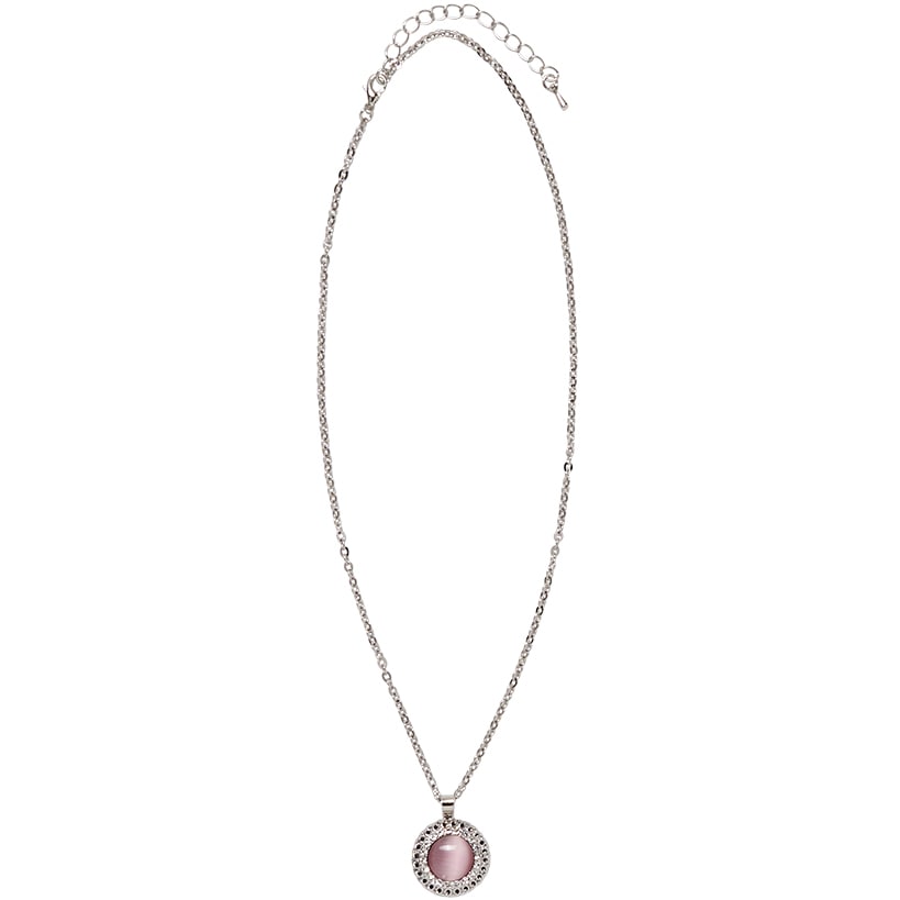 Cat Eye Stone Pink Pendant Necklace