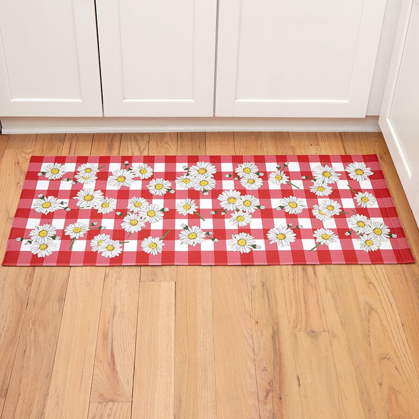 Plaid Daisy Kitchen Comfort Runner Rug