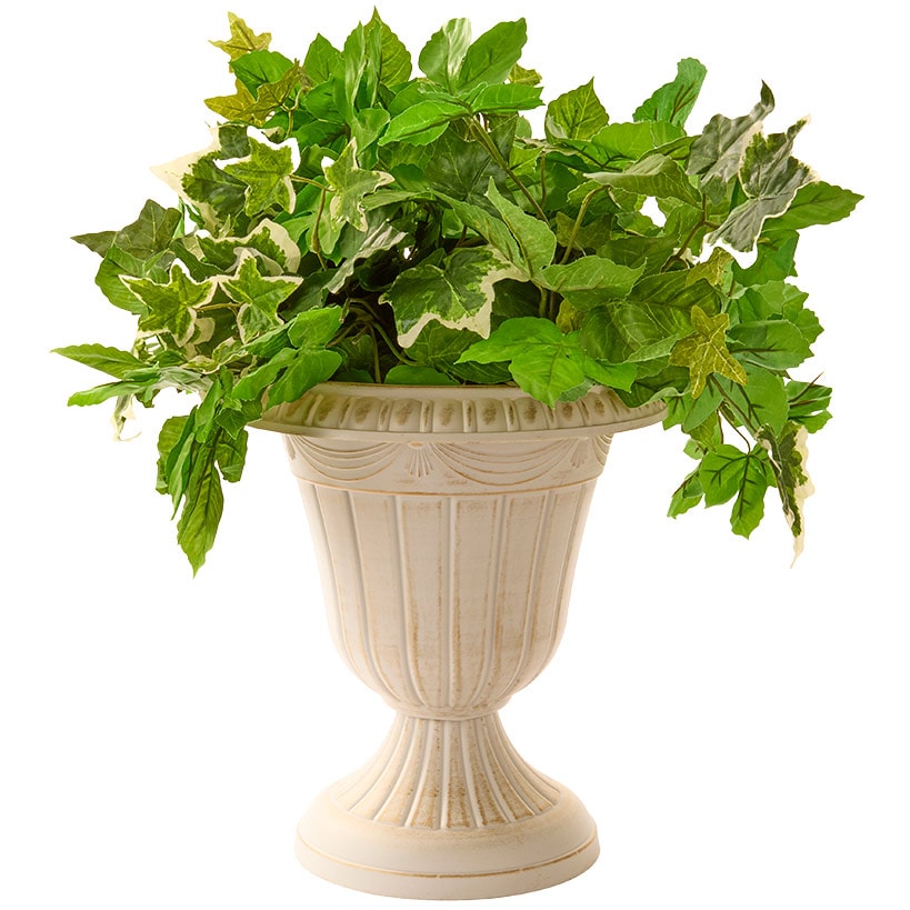 Plastic Urn Planter in White-Gold or Black-Copper