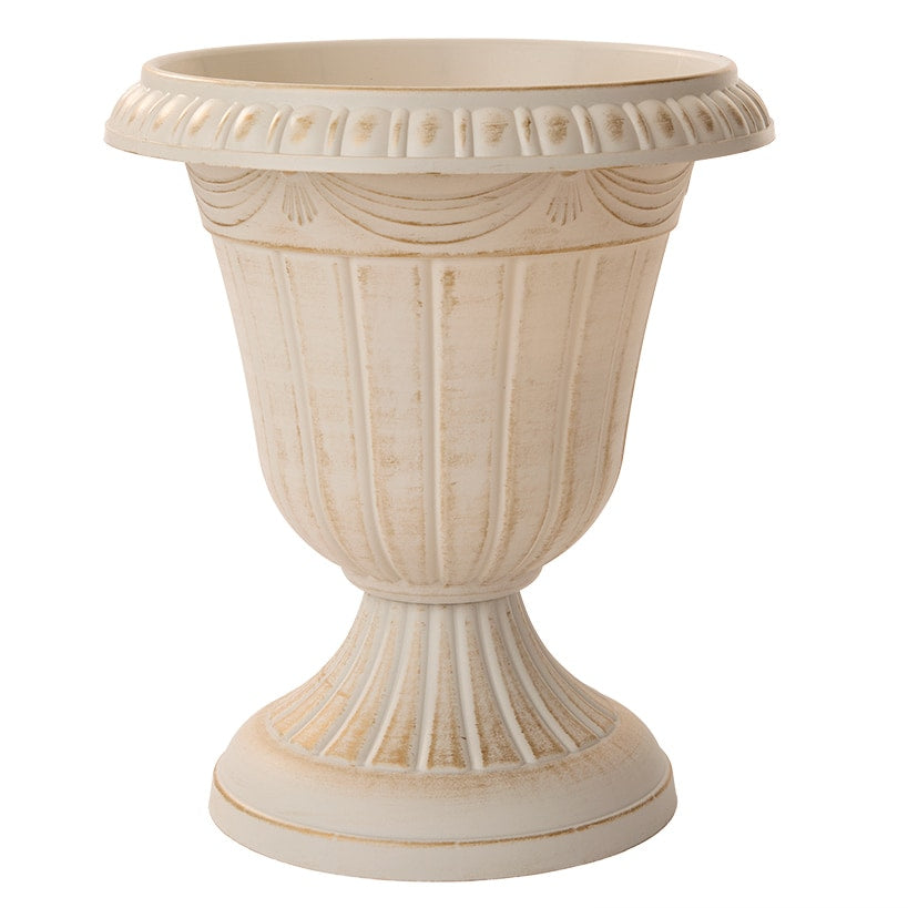 Plastic Urn Planter in White-Gold or Black-Copper