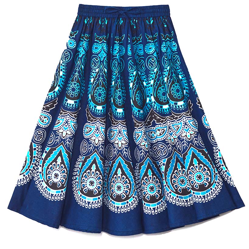 Women's Midi Circle Skirt in Paisley Print