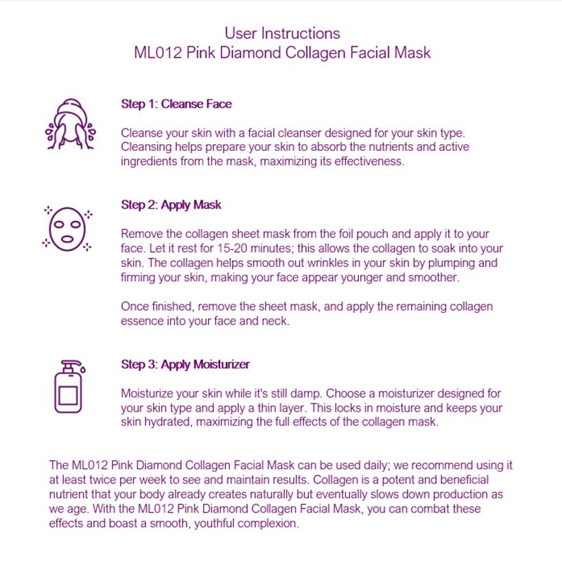 Set of 2 Prospera Pink Diamond Collagen Facial Masks