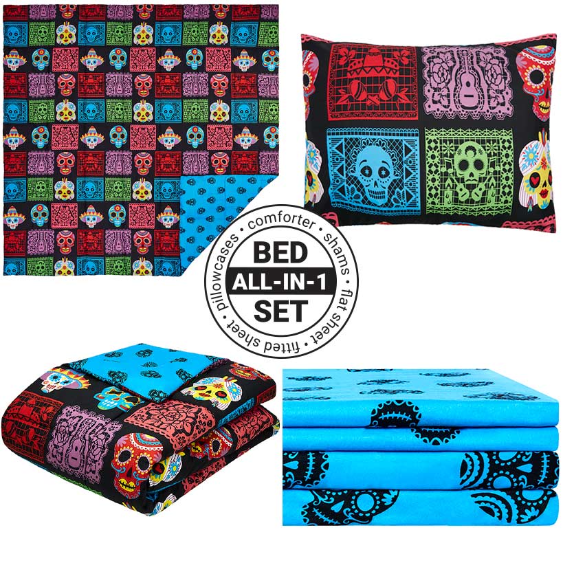 El Dia de los Muertos Complete Comforter Set with Sheets
