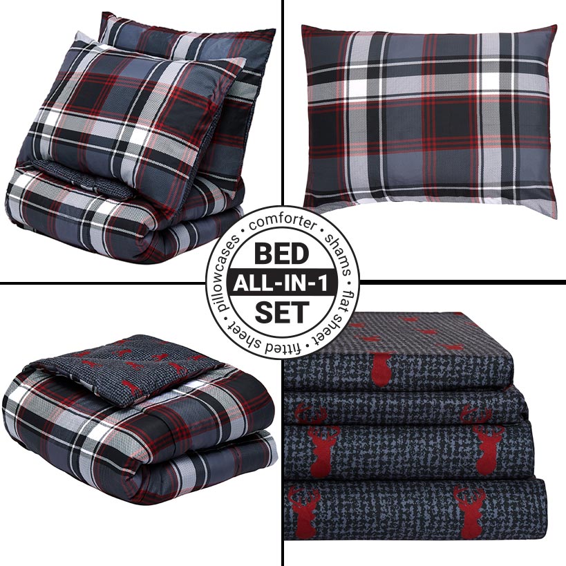 Liam Plaid King Comforter Set with Deer