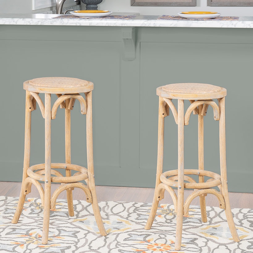 Rae Rattan Seat Backless Barstool