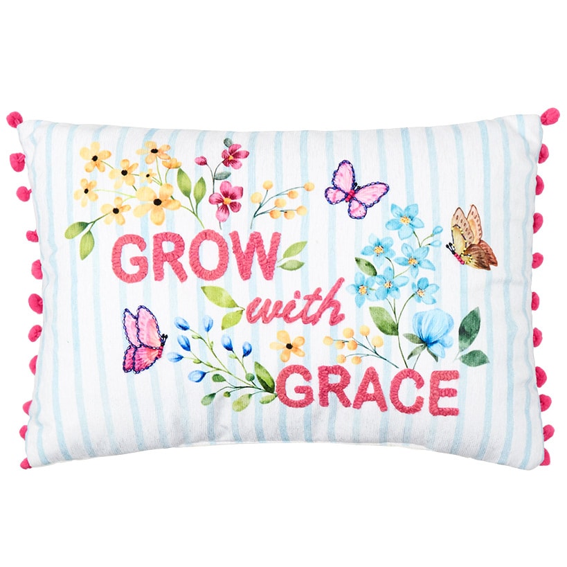 Easter Religious Cross Butterflies Embroidered Decorative Pillow