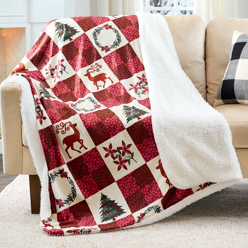 Holiday Sherpa Throw Christmas Cardinal 50"x60"