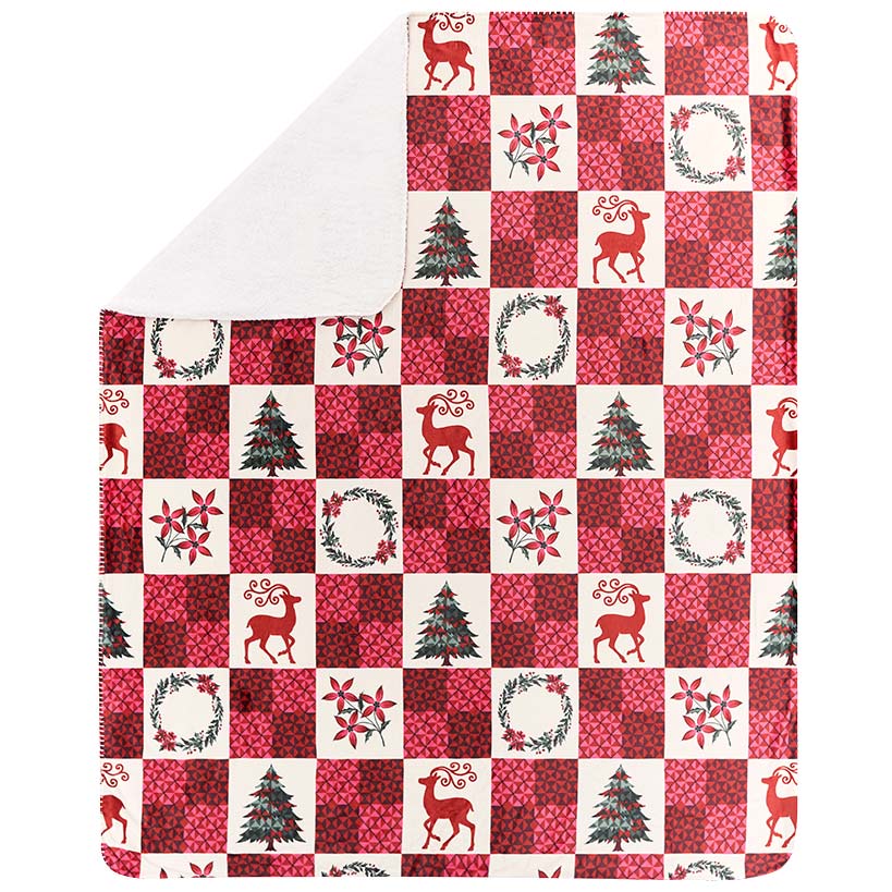 Holiday Sherpa Throw Christmas Cardinal 50"x60"