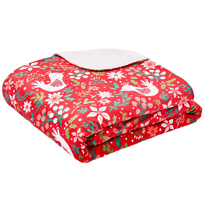 Holiday Sherpa Throw Christmas Cardinal 50"x60"