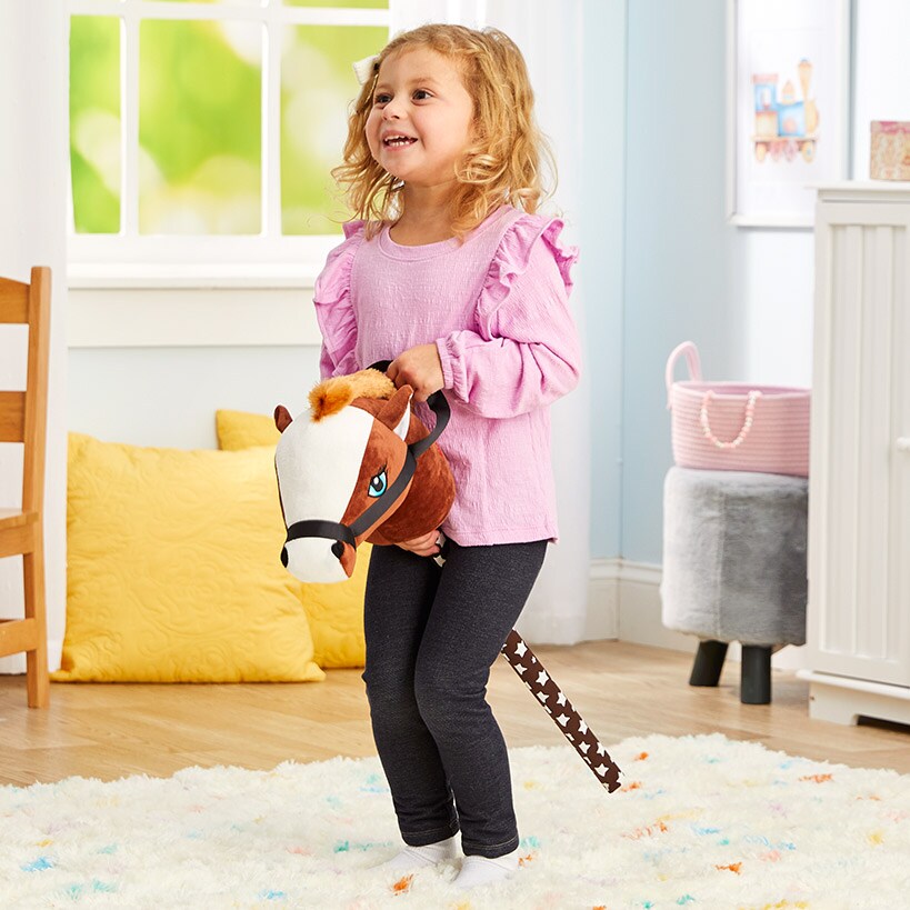 Magic Sounds Plush Animal Head Riding Stick - Interactive Pretend Play Toy