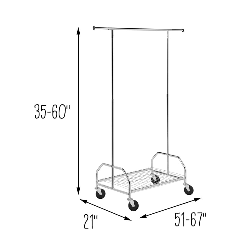 Rolling Clothes Rack with Adjustable Bar and Shelf