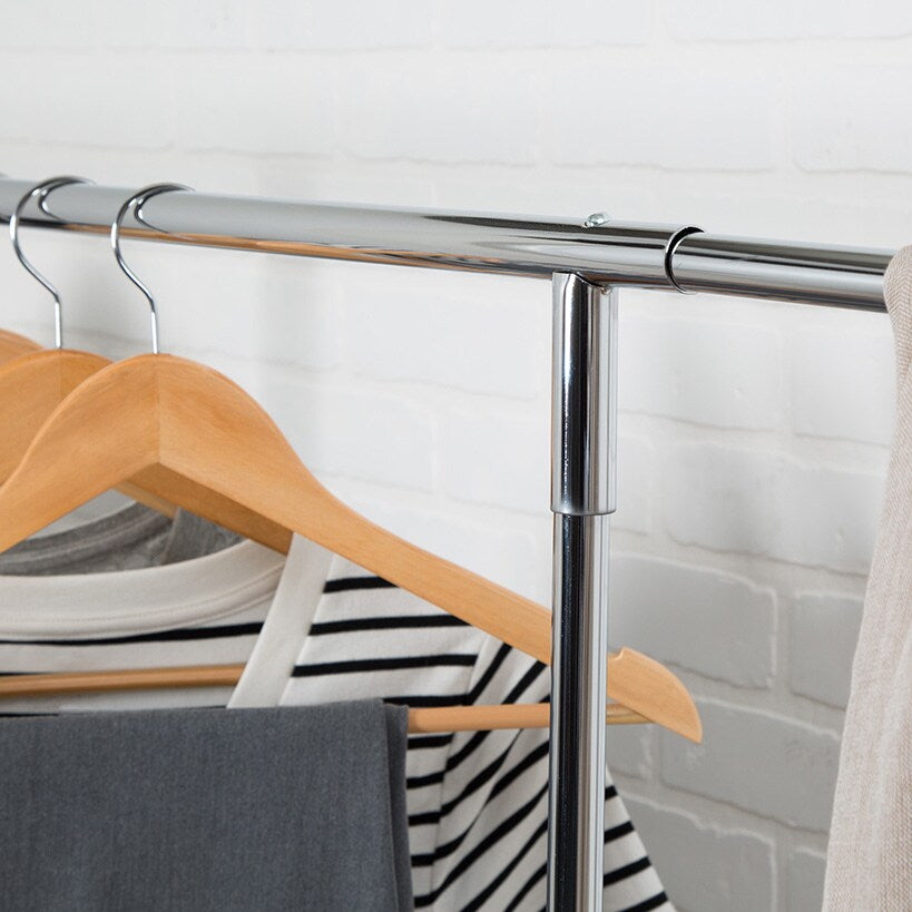 Rolling Clothes Rack with Adjustable Bar and Shelf
