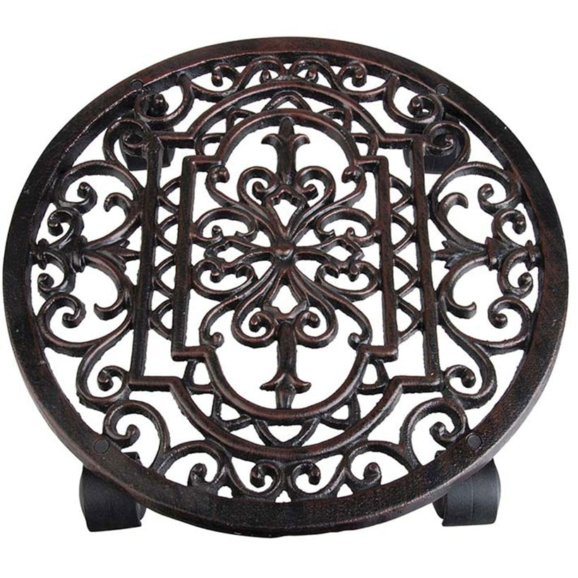 Filigree Round Antique Rust Plant Trolley