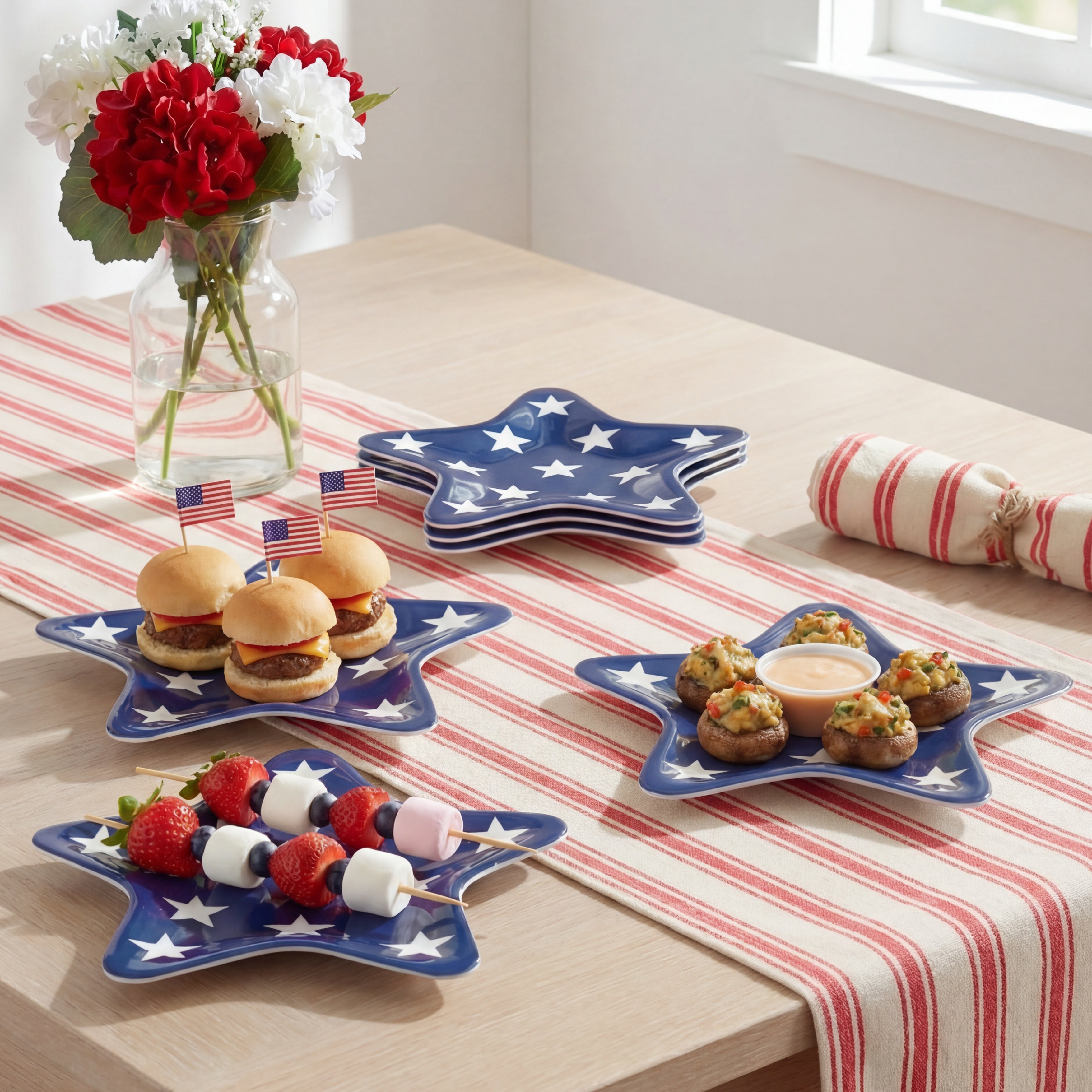 Star Shaped Melamine Appetizer Plates - Set of 4