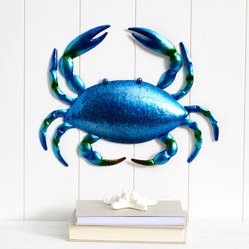 Vibrant Blue Seahorse Metal Sculpture