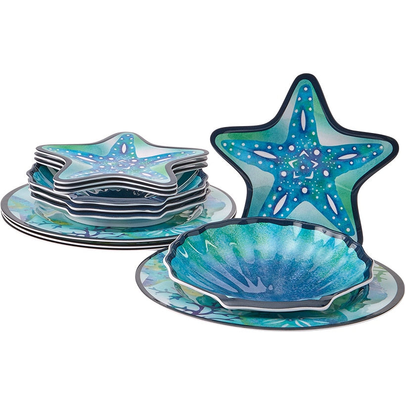 Seaside Beach Starfish Melamine Salad Plates Set of 4