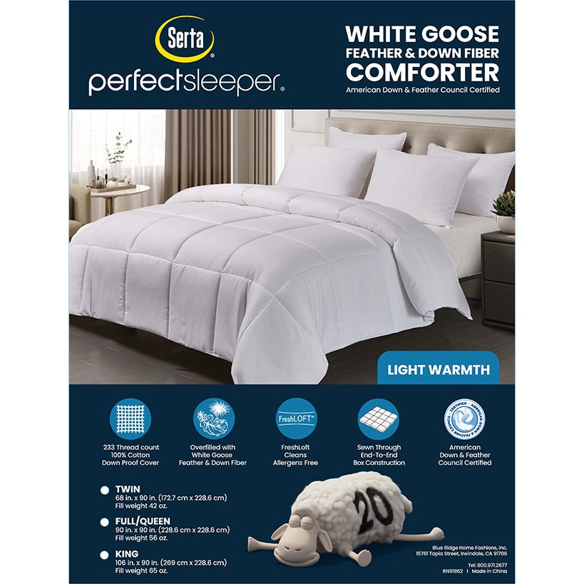 Serta Light Warmth 233-Thread Count Goose Feather and Down Comforter