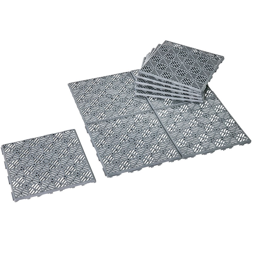 Interlocking Walkway Patio Tiles In Green, Grey or Terra Cotta - Set of 10