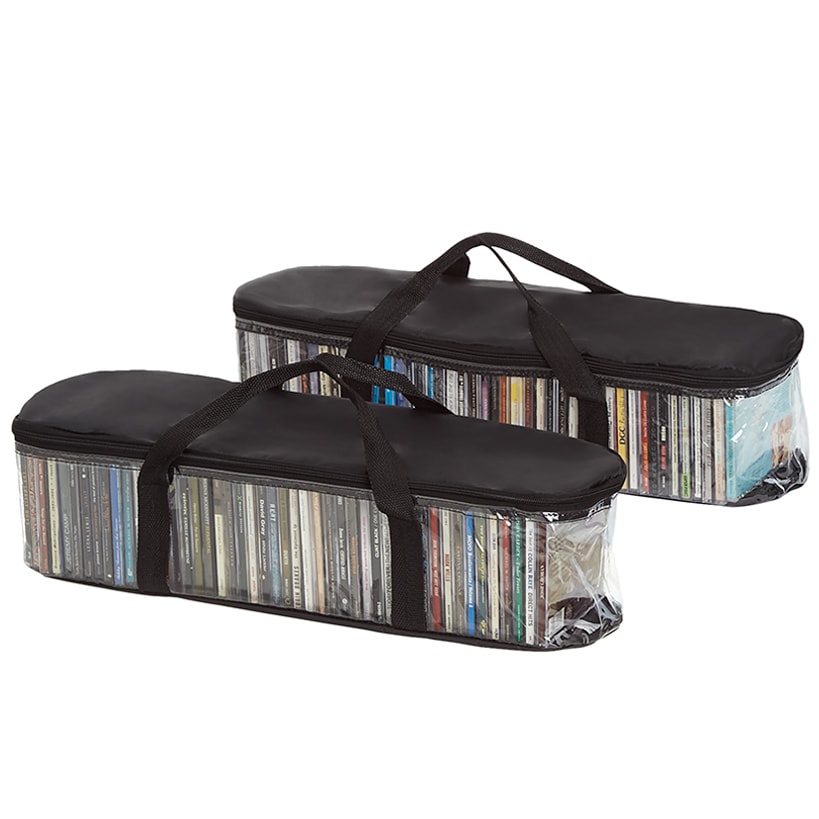 Media Storage Bag Organizer with Handles for DVDs or CDs Set of 2