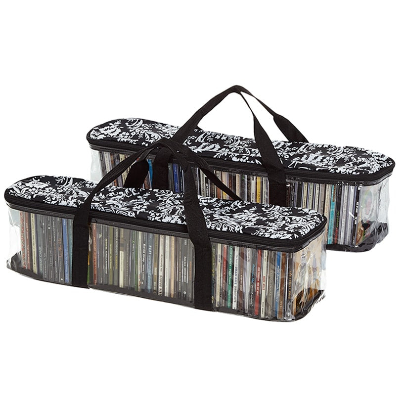 Media Storage Bag Organizer with Handles for DVDs or CDs Set of 2