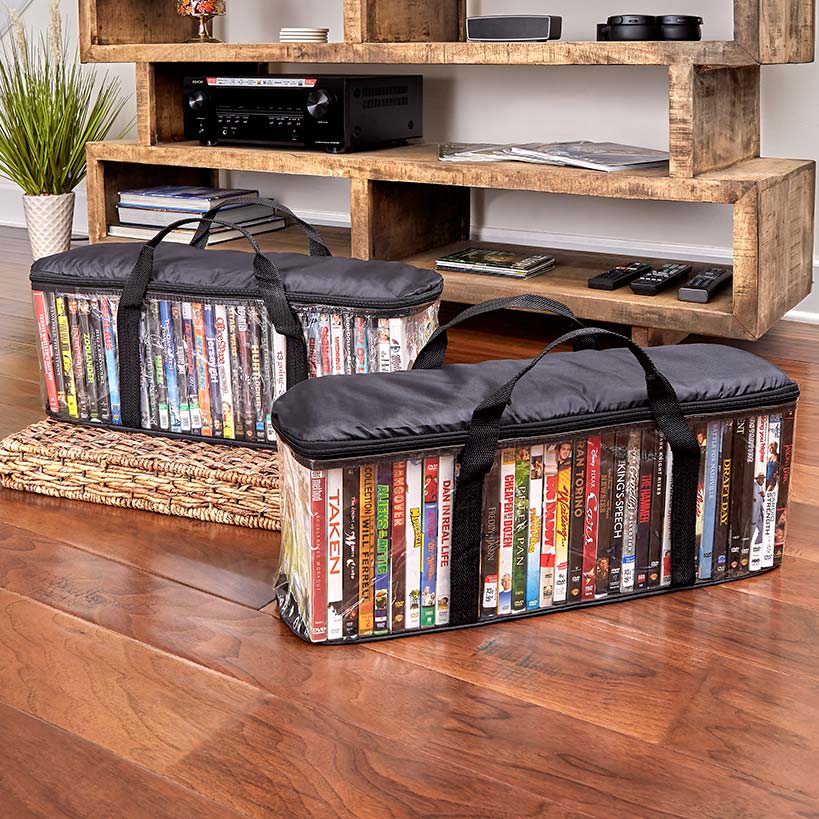 Media Storage Bag Organizer with Handles for DVDs or CDs Set of 2