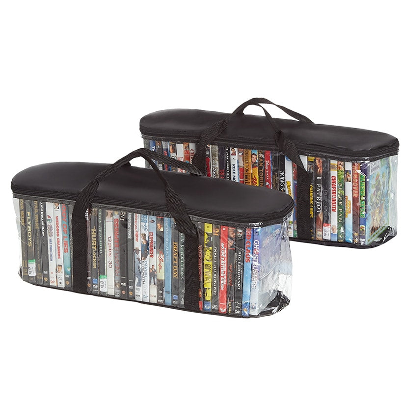 Media Storage Bag Organizer with Handles for DVDs or CDs Set of 2