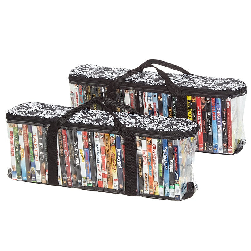 Media Storage Bag Organizer with Handles for DVDs or CDs Set of 2