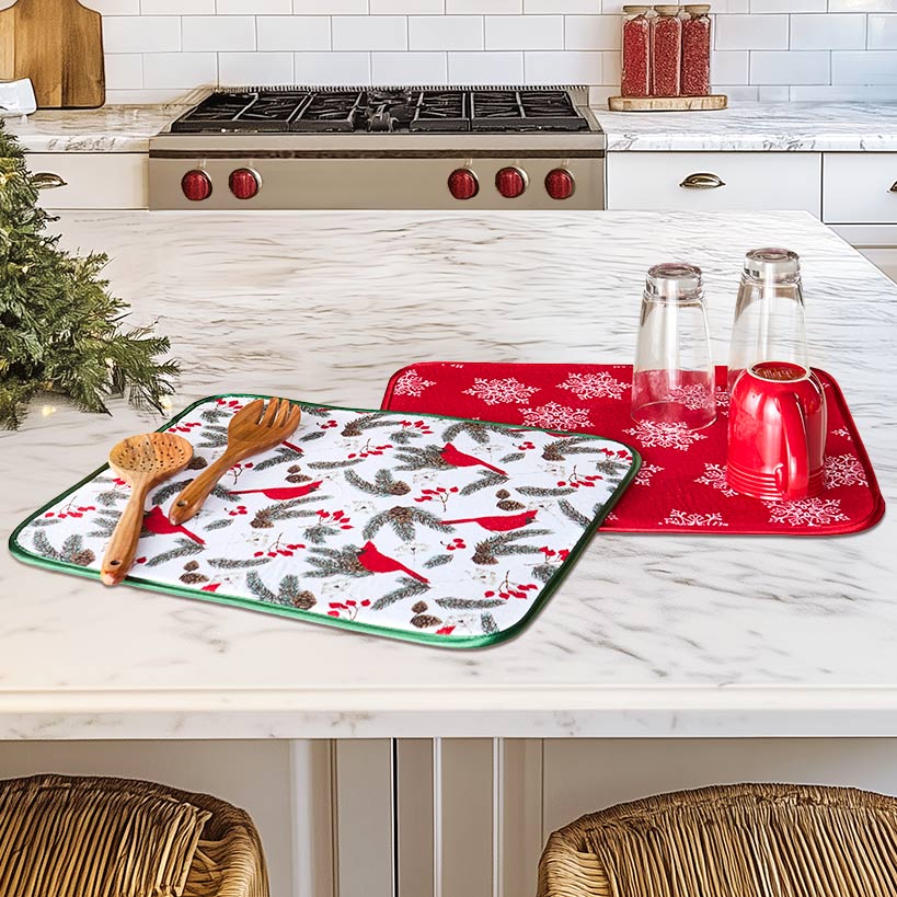 Set of 2 Festive Drying Mats