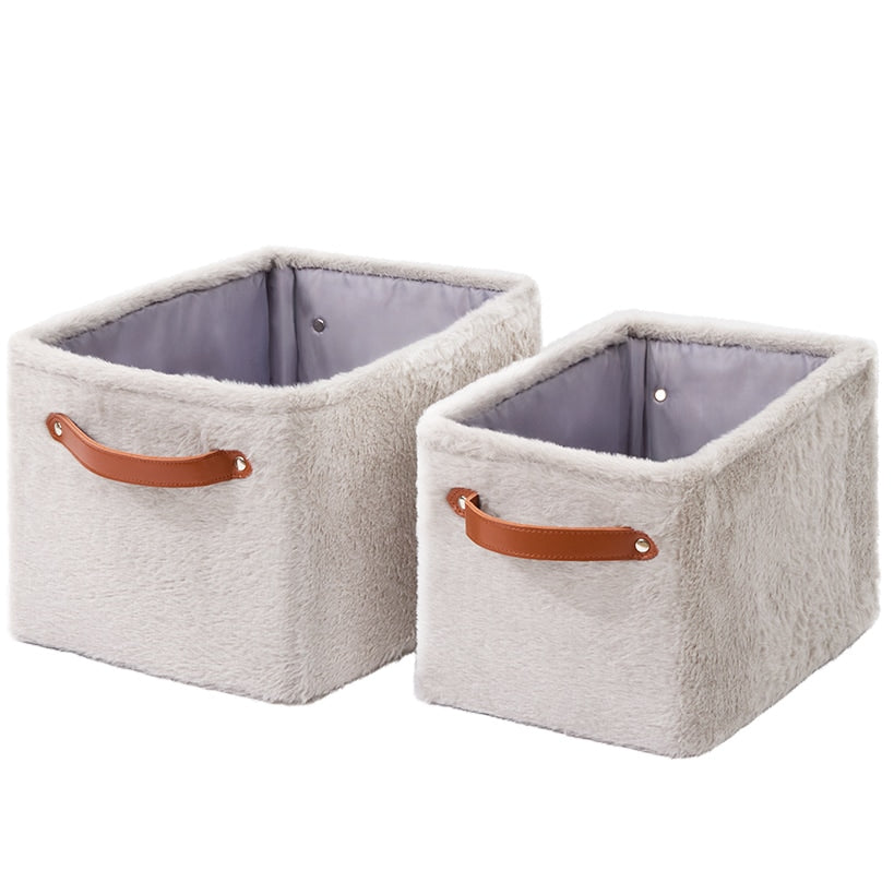 Faux Fur Storage Bins - Set of 2