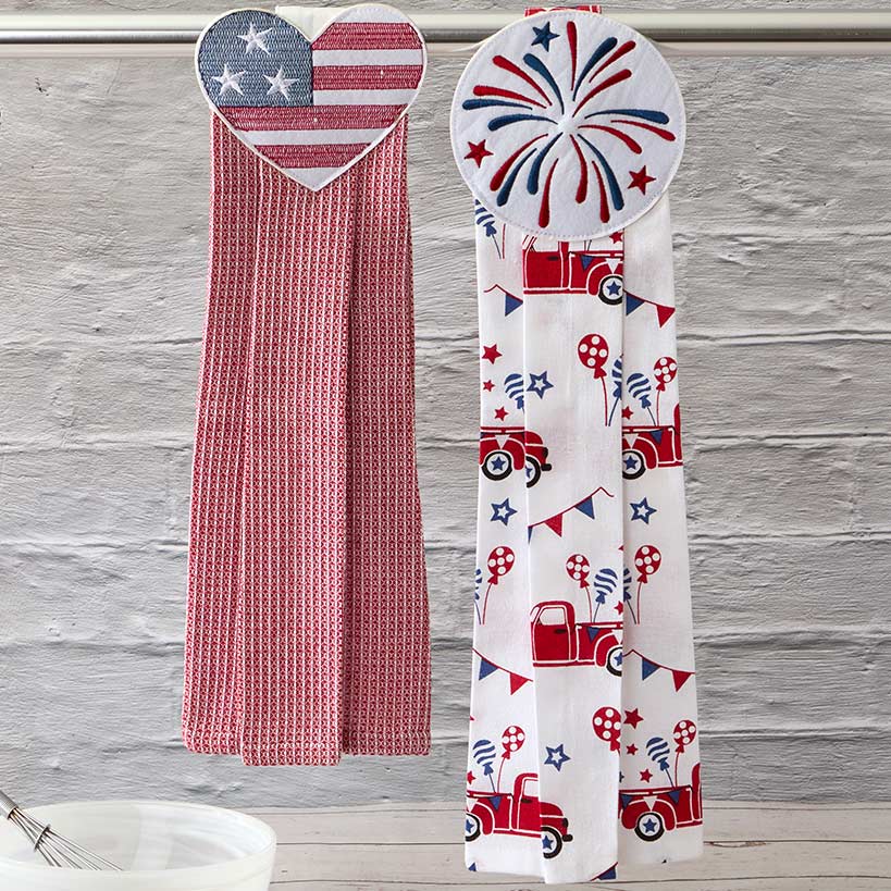 Kitchen Tie Towels Americana Set of 2
