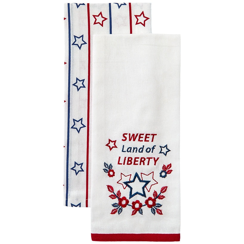 Americana Kitchen Towels Embroidered Set of 2