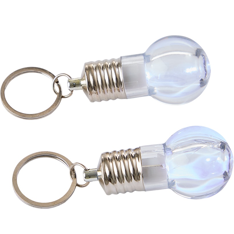 Light Up LED Light Bulb Key Chain Set of 2
