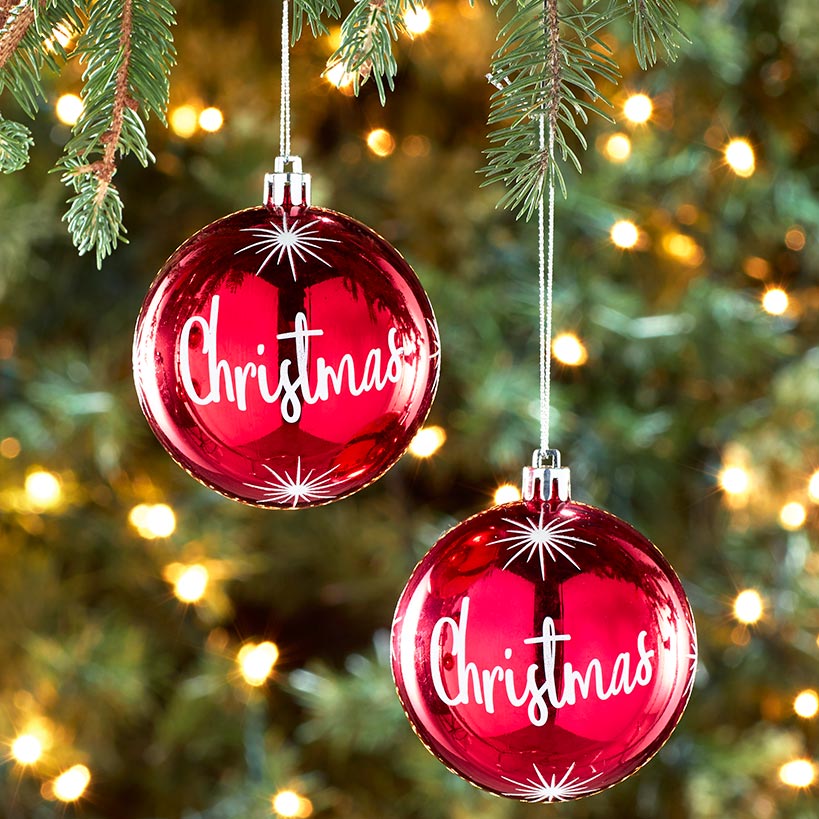 Sets of 2 Red Noel Ornaments