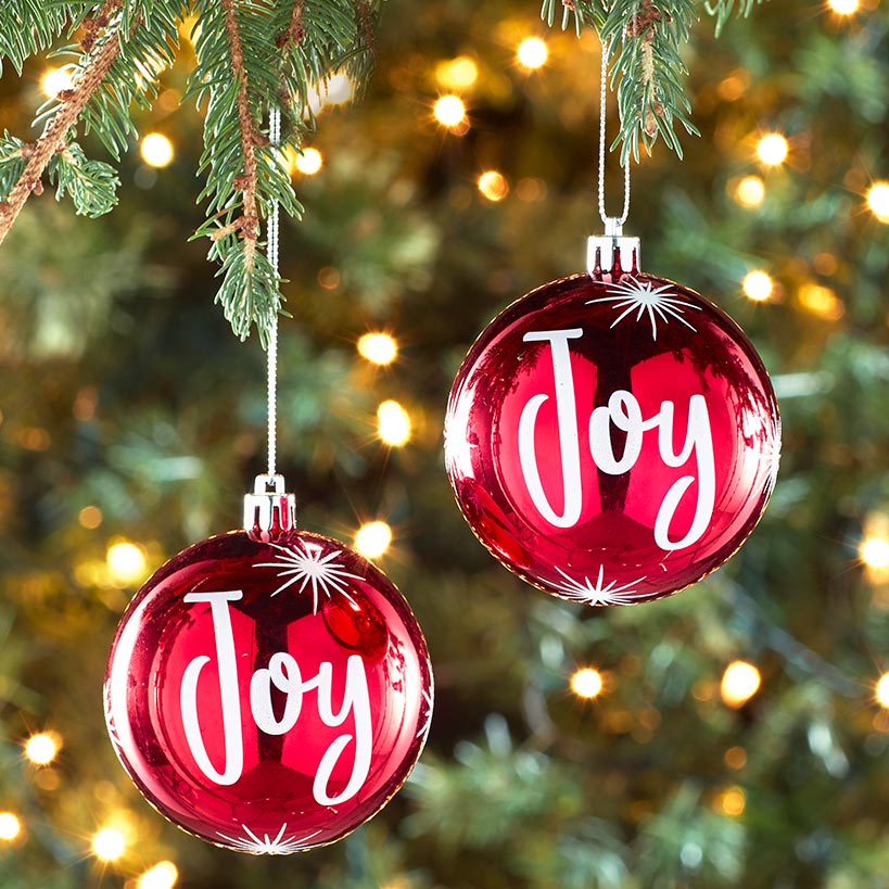Sets of 2 Red Noel Ornaments