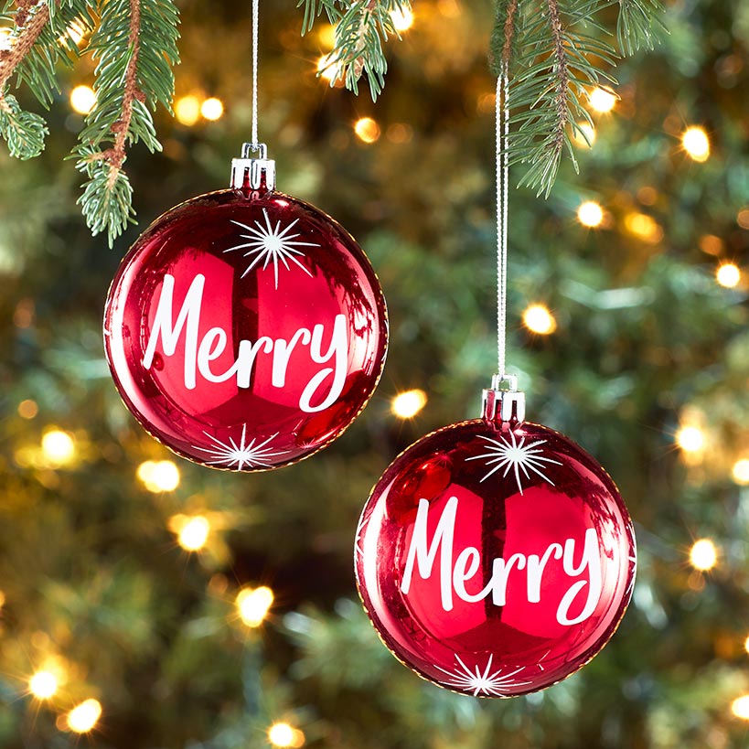 Sets of 2 Red Noel Ornaments