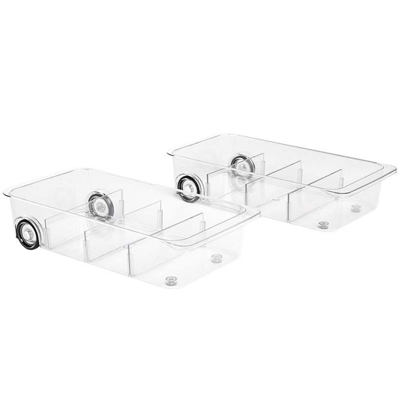 Roll Out Refrigerator Organizer Storage Drawer with Dividers