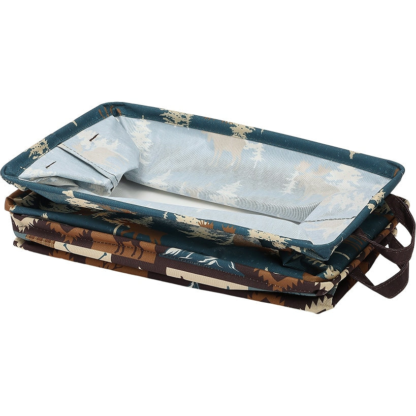 Rustic Printed Home Storage Decor Polyester Baskets Set of 2