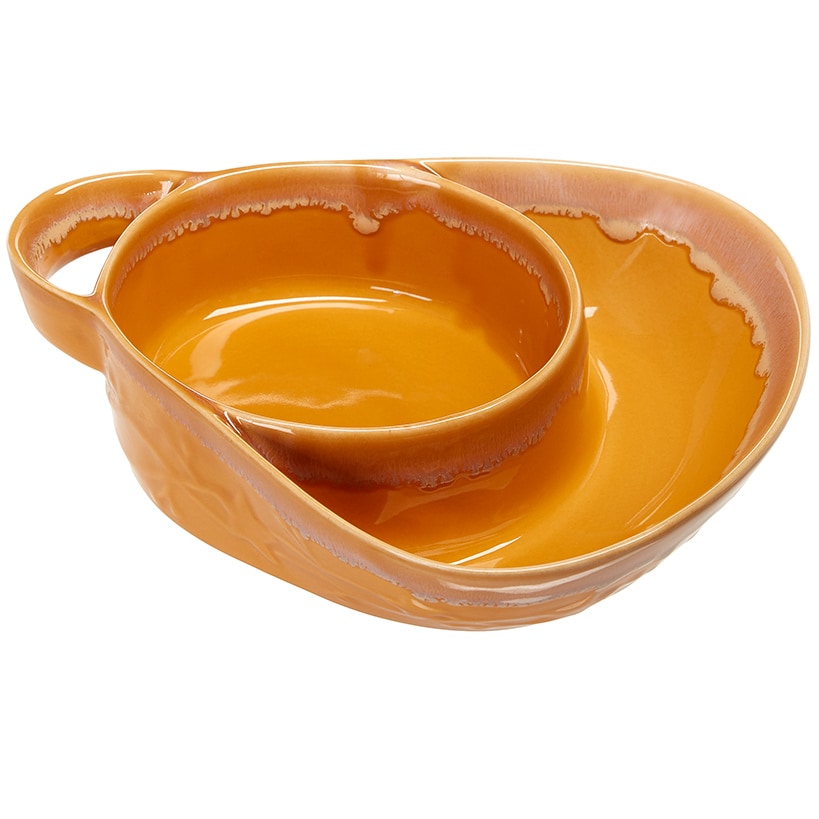 Stoneware Dual Compartment Soup & Side Bowl Set