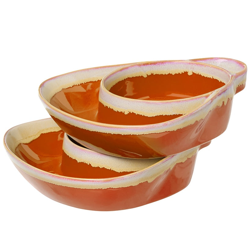 Stoneware Dual Compartment Soup & Side Bowl Set