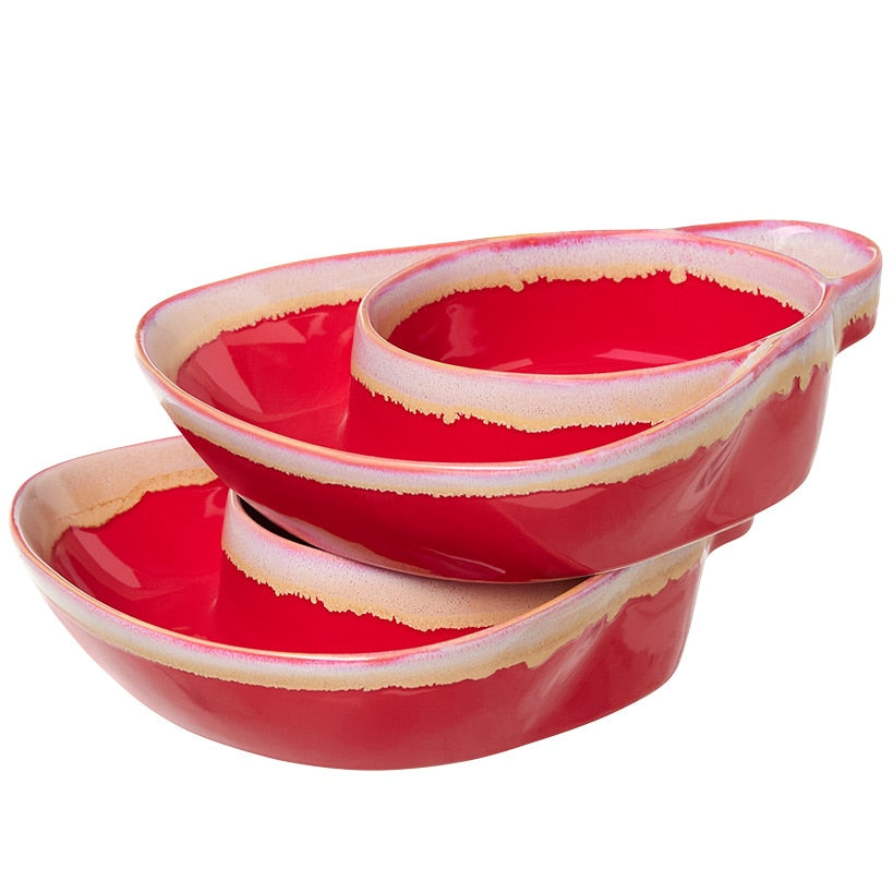 Stoneware Dual Compartment Soup & Side Bowl Set