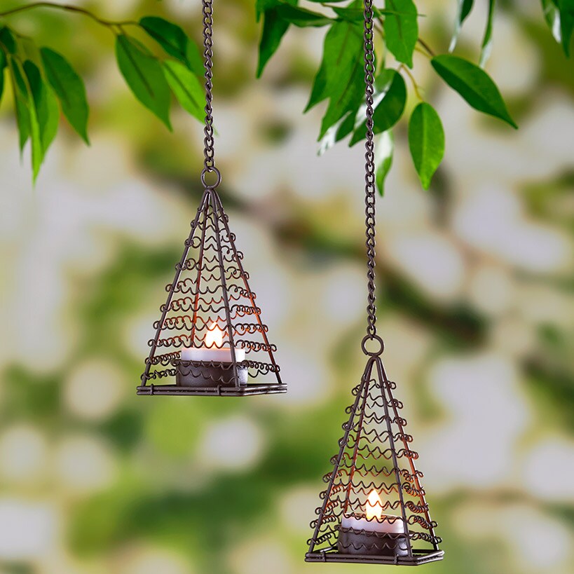 Elegant Solar Tea Light Danglers Set of 2